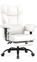 Misolant Big and Tall Office Chair with Footrest, High Back Executive Desk Chair with Adjustable Lift Armrest, 155°Recline，Lumbar Support Pillow, Faux Leather Gaming Chairs for Home or Office