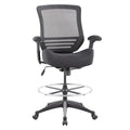 BOLISS 400lbs Mid Back Mesh Ergonomic Drafting Chair for Standing Desk Office Wide Chair Built-in Lumbar Support Big Adjustable Foot Ring Height Adjustable Armrest (Black)