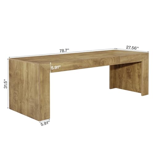 Tribesigns 78.7-Inch Long Computer Desk for 2 People, Farmhouse Executive Desk with Wooden Desktop and Legs, Large Workstations Writing Table Gaming Table for Home Office, Heavy Duty, Brown