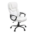 Yaheetech High Back Executive Office Chair Faux Leather Ergonomic Managerial Chair for Meeting Computer Large Seat, Sturdy Metal Base,White