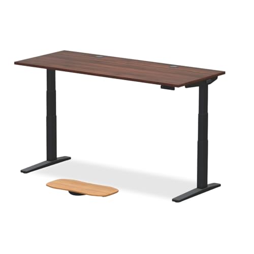 UPLIFT DESK V3 2-Leg Walnut Laminate Wood Standing Desk – Adjustable Height, Advanced 1-Touch Memory Keypad, Under Desk Cable Management, Wire Grommets & Rocker Board (Black C-Frame, 72 x 30 inch)