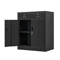 Wanfu Metal Storage Cabinet, 36" H Locking Storage Cabinet with 2 Drawers and Adjustable Shelf, Metal Cabinets for Office, Garage, Home-Black