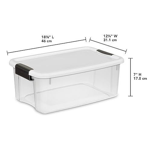 Sterilite 6-Pack Ultra Latching Box, Storage Bins with Lids, Clear Plastic, 18 Qt – Large Heavy-Duty Organizing Bin Containers for Home, Closet, Kitchen, Pantry, Bathroom, and Office