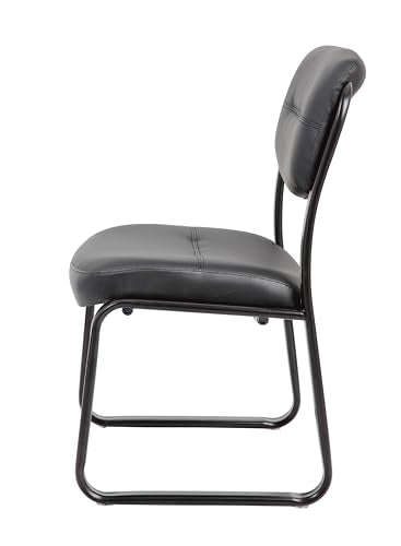 Boss Office Products B9539 Leather Sled Base Side Chair in Black, 250