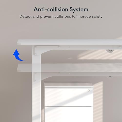 FLEXISPOT 4 Legs Standing Desk 71 x 32 Inch Adjustable Height Desk with Splice Board Home Office Sit Stand Up Desk, White Top + White Frame