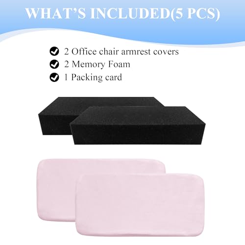 SPRING SEAON Office Chair Arm Covers Soft Memory Foam Arm Rest Pads Short Plush Gaming Chair Armrest Cushion Provide Cushioning for Elbows and Forearms 2 Pack Chair Covers for Arms (Pink)