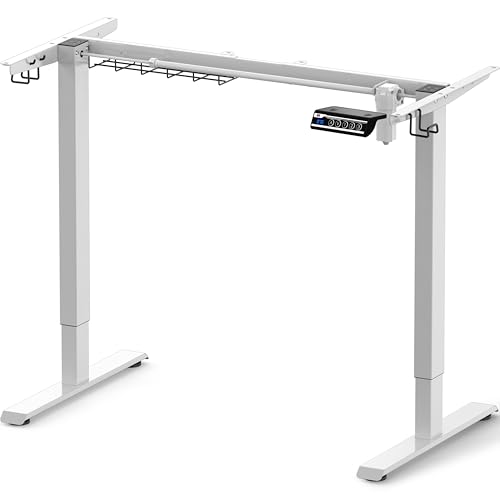 SHW Premium Electric Standing Desk Frame – Height Adjustable Motorized Base for 40" to 72" Table Tops, Smooth Lift Sit-Stand Frame for Home or Office, White
