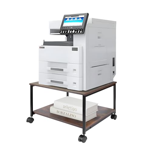 EMERIT Printer Stand,19.5''x19.5''x12.8'' 2 Tier Large Printer Laser Table Heavy Duty Rolling Printer Cart with Wheels for Home Office -100 LBS Each Tier