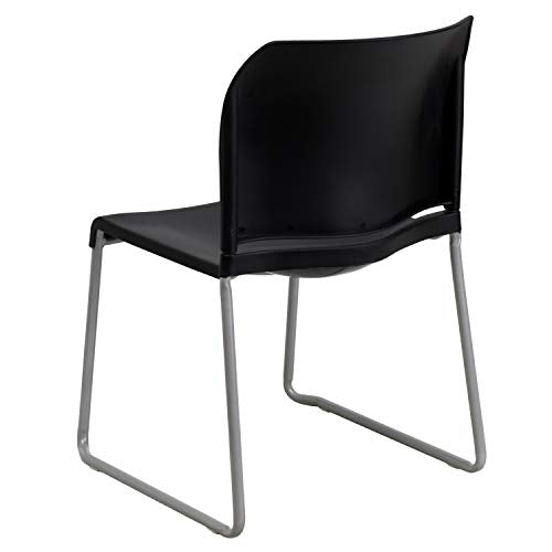 Flash Furniture Hercules Series Contoured Stacking Chairs for Waiting Rooms and Offices, Ergonomic Lobby Chairs with Curved Back, Set of 5, Black