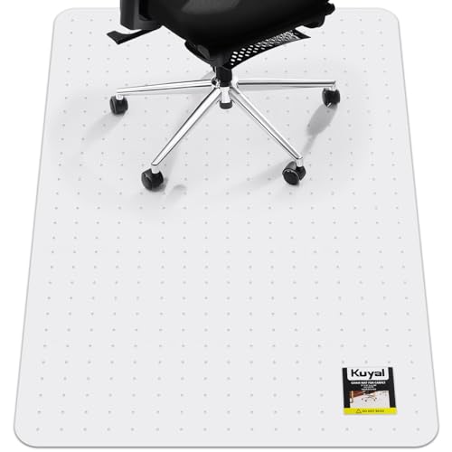 Kuyal Office Chair Mat for Carpet, 32‘’x48‘’ Clear Heavy Duty Computer Chair Mat, Under Desk Protector Carpeted Floors Mat, Easy Chair Movement,Ship Flat