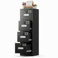 SUXXAN 4 Drawer File Cabinet with Lock and Name Card Slots, Heavy Duty Metal Vertical Filing Cabinet for Home Office for Letter/Legal/A4 Size, 17.72" D x 14.96" W x 55.2" H, Black