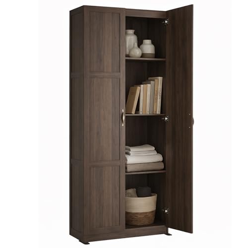 DUMOS Office Storage Cabinet, Large Capacity Organizer, Wooden Bedroom Storage Unit for CD, Blankets and Books, Suitable for Living Rooms, Office and Study Rooms, Brown