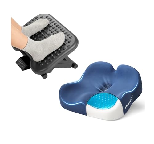 HUANUO Adjustable Desk Footrest, Ergonomic Gel Seat Cushion