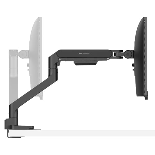 BenQ BSH01 Ergo Monitor Arm -Gas Spring Monitor Stand for Up to 45'' & 44lbs Screens, Heavy Duty, Quick Installation, No Sagging, Top Clamp and Grommet Base, Reinforcement Plate, VESA 75x75 &100x100mm