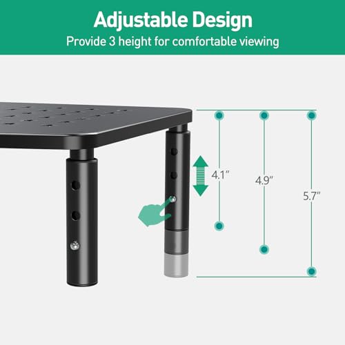 Zimilar 2 Pack Monitor Stands, 3 Height Adjustable Riser for Laptop, Printer, iMac, PC, Premium Metal Stand for 2 Monitors