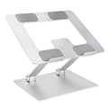 Amazon Basics Sturdy and Portable Ergonomic Laptop Stand for Desk, Height Adjustable Riser with Ventilated Cooling, Foldable, Fits all Laptops up to 15.6 Inch, Silver