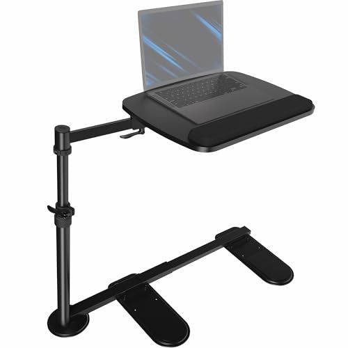VIVO 20 inch Over Couch Swivel Table, Laptop Desk for Remote Work, Portable Recliner Workstation with Height Adjustable Swing Arm, Black, DESK-ST02C