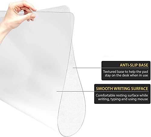 Awnour Clear Desk Mat - Multi-Functional Desk Pad, 32 x 16 inches - Durable Desk Protector with Anti-Slip Base, Transparent View, Spill-Resistant Design