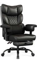 Misolant Big and Tall Office Chair with Footrest, High Back Executive Desk Chair with Adjustable Lift Armrest, 155°Recline，Lumbar Support Pillow, Faux Leather Gaming Chairs for Home or Office Black