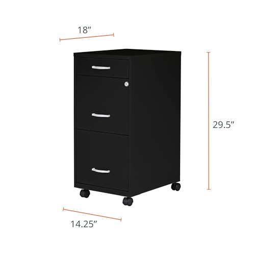 Lorell NuSparc Mobile 3 Drawer Locking Filing Cabinet | Pre-Assembled Steel Construction | Space-Saving Design is Perfect for Home and Small Office | Letter-Size | Assembled in North America