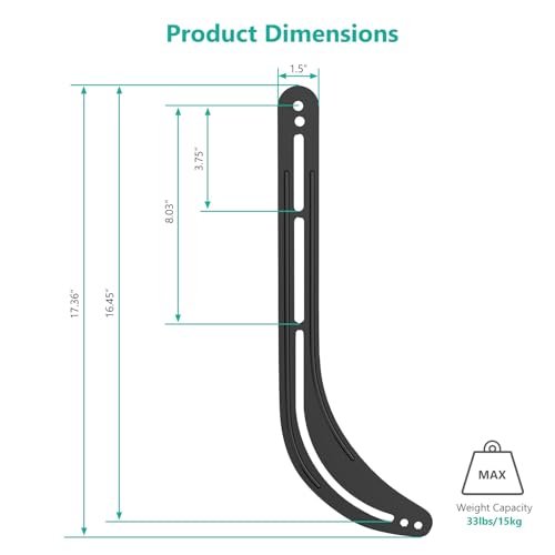 WALI Universal Soundbar Mount for TV, Heavy-Duty Bracket for Mounting Above or Below Screen, Length Up to 17",Fits Samsung,Sony,Bose,LG,Vizio,Roku,Vizio,Bose & More (SBR201)