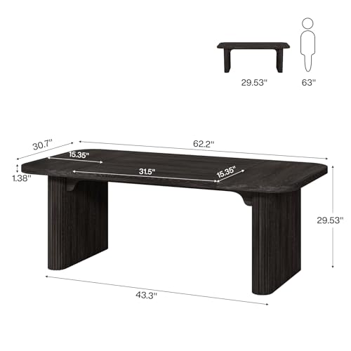 Tribesigns 62-Inch Modern Executive Desk, Wood Office Desk, Large Aesthetic Computer Desk with Double Pedestal, Workstation for Home Office (Black)
