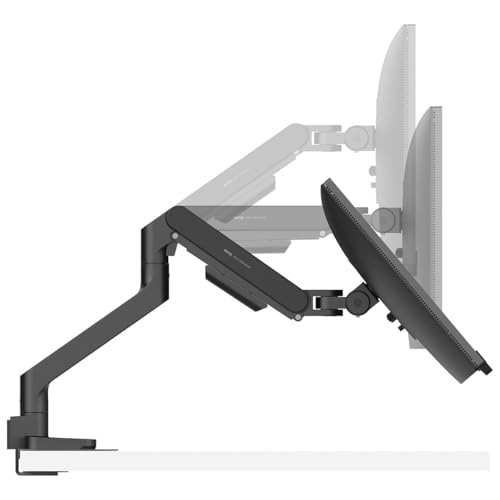 BenQ BSH01 Ergo Monitor Arm -Gas Spring Monitor Stand for Up to 45'' & 44lbs Screens, Heavy Duty, Quick Installation, No Sagging, Top Clamp and Grommet Base, Reinforcement Plate, VESA 75x75 &100x100mm