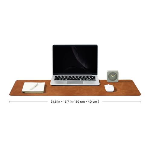 Distressed Leather Desk Mat - Non-Slip PU Desk Pad for Office and Home - Desk Organization and Accessories - Ideal for Large Mouse Pad and Desk Mats on Top of Desks(Tan,31.5"x 15.7")