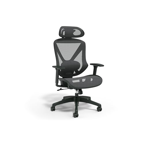 Staples Dexley Ergonomic Mesh Office Chair - Adjustable Height, Swivel Tilt, Lumbar Support, Black