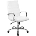 Flash Furniture Whitney High-Back Swivel LeatherSoft Desk Chair with Padded Seat and Armrests, Adjustable Height Padded Office Chair, White/Chrome