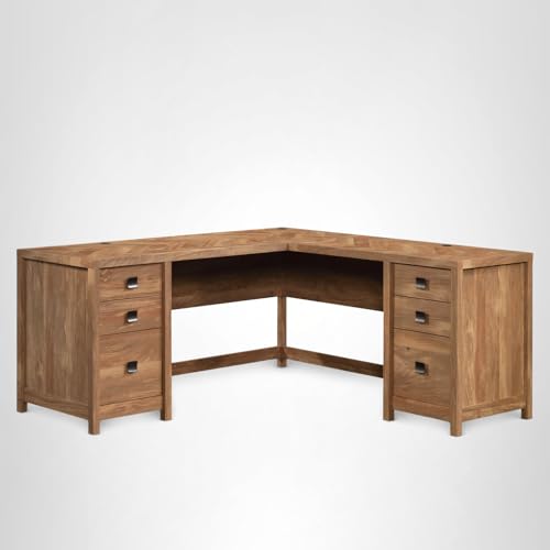 Sauder Cannery Bridge L-Shaped Desk with 6 Storage Drawers, Sindoori Mango Finish