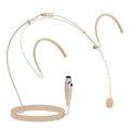 Pyle Pro Dual Over-Ear Headset Microphone - Professional Hands-Free Omni-Directional Boom Condenser Mic with 4-Pin Mini XLR, 3.9ft Cable, Windscreen - Secure Fit, Pro Audio for Presentations (Beige)