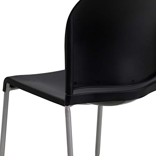 Flash Furniture Hercules Series Contoured Stacking Chairs for Waiting Rooms and Offices, Ergonomic Lobby Chairs with Curved Back, Set of 5, Black