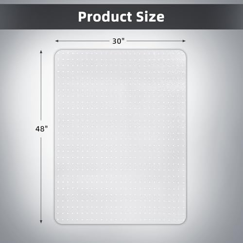 YumHome Office Chair Mat for Carpet Floor, Heavy Duty Desk Chair Mat for Low/No Pile Carpeted Floors, Anti Slip Carpets Protector for Home Office (48" x 30")