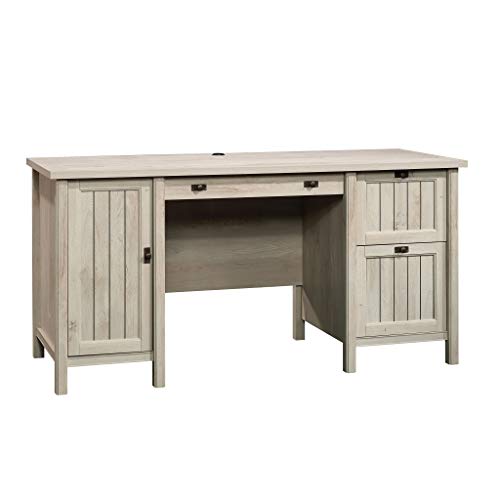 Sauder Costa Computer Desk with Storage Drawers, Home Office Desk, in Chalked Chestnut