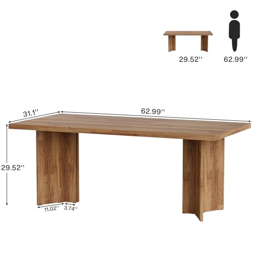 Tribesigns 63-inch Executive Desk, Vintage Home Office Computer Desk with Large Tabletop, Farmhouse Wood Writing Conference Table Workstation for Office, Study, Walnut Brown