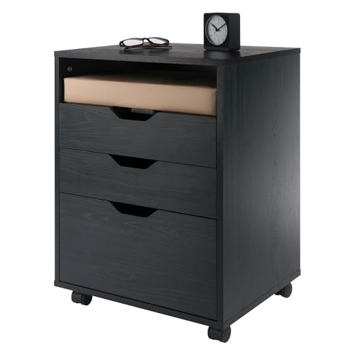 Winsome Halifax Mobile Storage Cabinet with 5 Drawers in Black, Stylish & Functional Home Storage Cabinet for Filing, Kitchen Organization, Moveable Furniture for Office, Dorms, Apartments