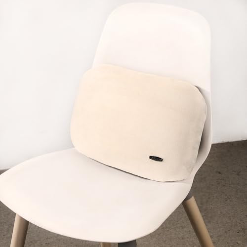 Carwales Beige Lumbar Support Pillow for Car Driving Seat Soft Latex Lower Back Support Thin Relax Home Recliner Sofa Office Accessories Chair Cushion Pain Relief
