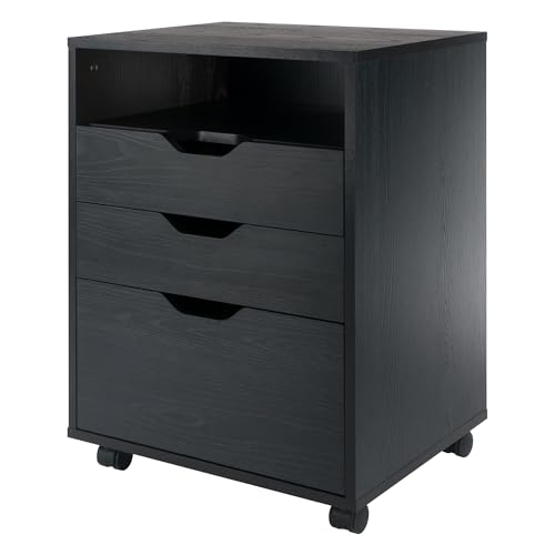 Winsome Halifax Mobile Storage Cabinet with 5 Drawers in Black, Stylish & Functional Home Storage Cabinet for Filing, Kitchen Organization, Moveable Furniture for Office, Dorms, Apartments