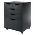 Winsome Halifax Mobile Storage Cabinet with 5 Drawers in Black, Stylish & Functional Home Storage Cabinet for Filing, Kitchen Organization, Moveable Furniture for Office, Dorms, Apartments