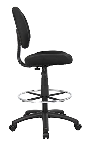 Boss Office Products B1615-BK Ergonomic Works Drafting Chair Without Arms in Black, Mid-Back