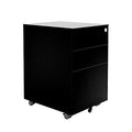 Vari Essential File Cabinet - Home Office Filing Cabinet with Three Drawers for Storage - Metal Storage Cabinet with Roll-and-Lock Caster Wheels & Lockable Top Drawer - Fully Assembled (Black)