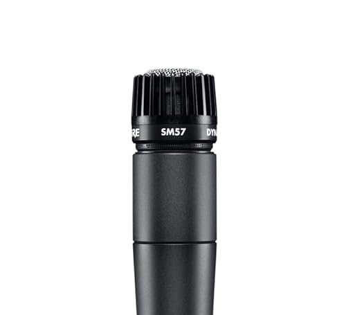 Shure SM57 Dynamic Microphone – Wired Cardioid XLR Instrument Handheld Mic for Guitar Amplifiers, Snare Drum, Percussion, Live Sound & Studio Recording, Black