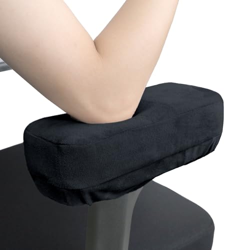 YOUFi Office Chair Arm Pads Extra Soft Velvet Arm Rest Covers for Elbows & Forearms Pressure Relief, Set of 2 Armrest Covers for Desk Chair, Gaming Chair (Black)