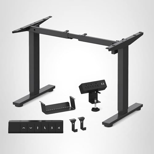 FLEXISPOT EN1 Height Adjustable Standing Desk Frame with Memory Controller, Electric Sit Stand Desk Base for Home and Office (Black Frame Only)