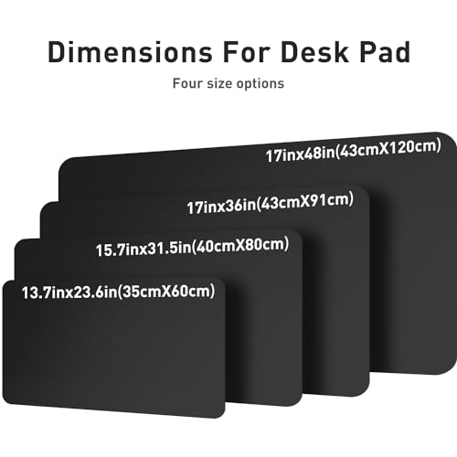 Aothia Non-Slip Waterproof PU Leather Desk Pad Protector for Mouse, Writing Desk, Office, Home, Laptop Blotter, 23.6" x 13.7", Black