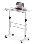 Amztabler Small Standing Desk Adjustable Height, Mobile Stand Up Desk with Wheels, 32 Inch Portable Rolling Desks Conference Room Tables for Walking Pad Treadmill White