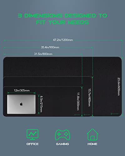 Black Shark Gaming Mouse Pad Desk Mat (31.5” x 11.8” x 0.15”) Mousepad with Superfine Fiber Surface Smooth, Non-Slip Rubber Base, Office Decor for Gamers, Office, Desk Pad Manta P2