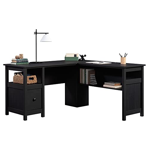 Sauder Cannery Bridge L-Shaped Office Desk with Storage Drawer and Self, in Raven Oak