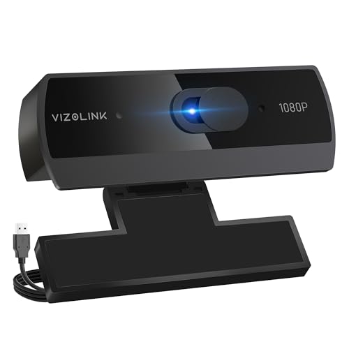 VIZOLINK 1080P Webcam with Built-in Microphone, W2N Web Cam, Privacy Cover, 75° FOV, Noise Cancellation, Plug & Play Web Camera for Computer, USB Webcam for Pc, Laptop, Desktop, Mac